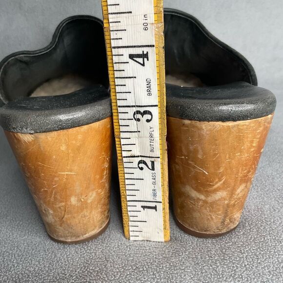 UGG Australia Womens Black Suede Leather Abbie Studded Wooden Clog Mules Size 7 - Picture 9 of 12